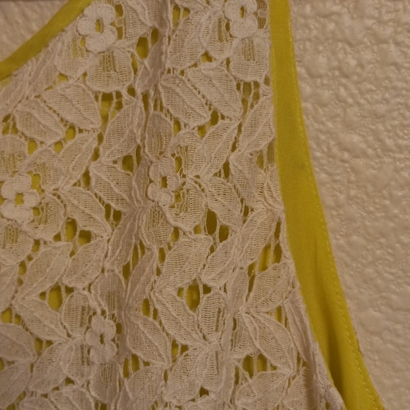 Ann Taylor Loft White Lace, Lime Green Lined Dress, Size 10 - Picture 4 of 9